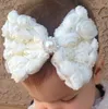 Meninas do bebê Macio Chiffon Rose Flor Big Bow Strass Headband atacado YH413