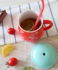 Tasses à café colorées en céramique de fruit avec le couvercle 500ml créatif