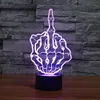 Middle Finger 3D LED Lampa i iluzja Lampa z iluzji z inteligentnym dotykiem kabel USB 7 kolorów Zmień atmosferę nocną światło dla Christma3227255