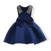 Lace Girls Dress Fashion Europe Style Embroidery Ruffle Dress Children Party Dress Big Bows Kids Ball Gown Stage performance costume C2249