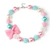 Belle Chunky Bubblegum Perle Collier Ruban Cravate Bonbons Couleur Perles Chaîne Chunky Bib Collier Déclaration Choker Fille Enfants Bubblegum HJ104