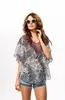 Modische Chiffon-Bluse mit Zebrastreifen-Print für Damen, Volants, Fledermausärmel, Hemd, lockere Modeblusen für Damen, Blusen mit Zebrastreifen