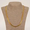 Classic Cuban Link Chain Necklace Bracelet Set Fine 18K Real Solid Gold Filled Fashion Men Women's Jewelry Accessories Perfec296M