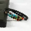 Nowy Design 7 Chakra Healing Stone Yoga Medytacja Bransoletka 6mm Faceted Black Onyksowy Kamień z Imperial Sea Sedyment Bransoletki na prezent