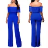 Hele-vrouwen kant bodysuit sexy rompertjes vintage jumpsuit vrouwen ruches jumpsuit off shoulder slash bodysuit vrouwen cape jumpsui236l