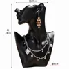 High quality Earring Necklace Display Stand Rack Black White Gold Silver Resin Jewellery Organizer Holder Bust Case wholesale 1pc/lot