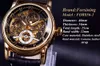 Forsining Hollow Engraving Skeleton Casual Designer Nero Golden Case Gear Bezel Orologi da uomo Luxury Top Brand Orologi automatici2432