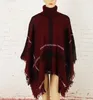 Plaid Poncho Siatka Szal Cardigan Tassel Fashion Okładki Kobiety Vintage Płaszcze Płaszcze Sweter Knit Scarves Tartan Winter Cape Koce Prezenty A3028