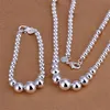 100% new high quality 925 silver charm beads necklace bracelet Jewelry Set Free Shipping 5set
