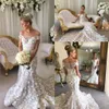 Incroyable robe de mariée à fleurs faites à la main, élégante, épaules dénudées, dos transparent, boutons recouverts, magnifique robe de mariée sirène florale