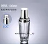 Luxury 300pcs/Lot Promotion 100ml Glass Lotion Pump Bottle Essential Oil Vial GOLD/SILVER Lid Women Cosmetic Container 3 colors