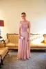 2018 Sexy Sheer Back Crew Pink Evening Dress Floor Length Special Occasion Long With Beaded Evening Gown Lace