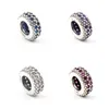 Authentic 925 Sterling Silver spacer beads multicolor crystal Rhinestones Big Hole Loose beads Fit Charm Bracelets DIY Findings Jewelry