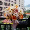 レースの真珠の結婚式の花が付いている妖精のブライダルブーケの高品質の花新着の結婚式の花の新しい到着の結婚式のアクセサリーオレンジアイボリー