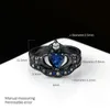 Hurtowa profesjonalna biżuteria mody 10KT Czarna Złoto wypełniona gruszka niebieska szafir symulowany diamentowy kamienie ślubne kobiety ślubne serce