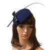 Senhoras arco de couro penas de avestruz feltro lã pena fascinator corda jacaré cocktail festa derby chapéu a144