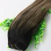 8A 7ピース120グラムクリップの人間の髪の拡張子バラake ombre Dark Brownはブラジルのヒトレミーの髪の厚い終わり