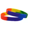 100PCS Gay Pride Silicone Rubber Bracelet Trendy Decoration Rainbow Colors Segmented Adult Size for Promotion Gift