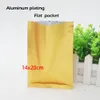 14 * 20 cm Placcatura in alluminio dorato opaco Tasca piatta Termosaldatura Foglio di alluminio Borsa Borsa per alimenti Imballaggio cosmetico Spot 100 / confezione