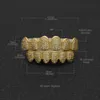 Gold Color Hip Hop Micro Pave Cubic Cyrkon Zęby Grillz Caps TopBottom Mężczyźni Kobiety Vampire Fangs Grille Set