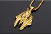 Collana con ciondolo in acciaio inossidabile con testa di faraone egiziano classico vintage oro argento per gioielli Hip Hop da donna
