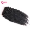 Mongolian Afro Curly Lace Closure Mongolian Human Virgin Hair Closure BLEACHED KNOTS 4X4 Hårlås Naturlig färg kan färgas