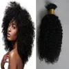 Extensões de cabelo encaracolado crespo da Mongólia I Tip 100g 100s afro crespo encaracolado Stick Tip Keratin 100% Remy Human Hair Extensions