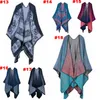 Plaid Poncho Women Vintage Fashion Scarf Floral Wrap Knit Cashmere Scarves Lady Winter Cape Shawl Cardigan Blankets Cloak Coat Sweater A3023