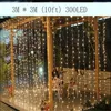 3 M x 3 M 300LED Natal Ao Ar Livre Casa Decorativa xmas String Fada Faixa de Cortina Guirlandas de Luzes Do Partido Para O Casamento Decorações