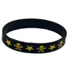 1PC Totenkopf und Sterne Logo Silikon Gummi Armband Punk Style Hip Hop Band bedruckt Erwachsene Größe