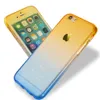 Coque de protection complète à 360 degrés pour iPhone, compatible modèles 5s, 5, SE, 6, 6S, 7 Plus, couleur dégradée, coque avant et arrière transparente