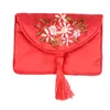 Handmade Ribbon Embroidery Small Coin Purse Jewelry Zip Bags Gift Packaging Satin Fabric Credit Card Holder Storage Pouch 2pcs/lot