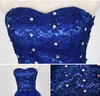 Bleu Royal Dentelle Tulle Robe De Bal Robe De Soirée À Lacets 2018 Robe De Soirée Courte Élégant De Vraies Images