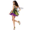 Halloween Fairy Forest Green Elf Theme Costume Wings Belt Flower Fairy Cosplay Dress