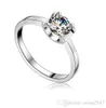 Mode Smycken 925 Sterling Silver Plated 4 Claw Simulation Diamond Wedding Ring 4 Storlek Tjeckiska Zircon Rings