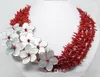 Charmant !!! Collier de fleurs de corail rouge naturel