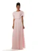 Robes de demoiselle d'honneur modestes modestes de rose clair avec manches de flottement en ligne A-line Longueur formelle soirée Femmes de mariage robe de fête de mariage sur mesure 234Q