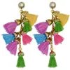 idealway 4 Colors Fashion Bohemian Style Handmade Exaggerated Long Drop Crystal Gemstone Theads Tassel Dangle Earrings