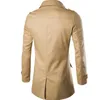 Wholesale- M-XXXL Men's trench coat turn-down collar Mens Trench Coat Fashion Single Breasted Slim Casual England Style Long Trench Coat