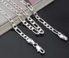 Free shipping 925 Sterling Silver plated pretty Classic fashion 4MM chain men style necklace 16-30inches 3:1 Sideways Necklace