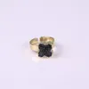 Pietra naturale Druzy Vug Crystals Ring Forma di fiore esclusiva Black Raw Drusy Cluster Regolabile Reiki Gemstone Finger Rings Golden Unisex