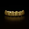 Bio Copper 18k Gold Plated Hip Hop Bling Jewelry Teeth Grillz Caps Top Bottom Golden Grill Set Tooth Socket Hallowmas Party Prop1987196