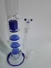 h:45cm ,18MM connection, the blue three-tier glass honeycomb filter glass hookah