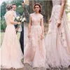 Vintage 2022 Vestidos de Noiva de Laço Vestidos de Champanhe Sweetheart Ruffles Tampão Manga Profunda V Neck Garden Reem Acra Bidal Vestido