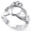 ヴィンテージシンプルなステンレススチールリングバンドCladdagh Heart Crown Love Mens Womens Ring for Wedding Jewelry Silver Gold321a