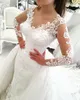 2017 Luxe Overskirts Une Ligne Robes De Mariée Jewel Cou Manches Longues Dentelle Appliques Perle Cristal Perlé Puffy Tulle Plus La Taille Robes De Mariée