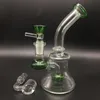 3 Renk Mini Cam Bongs Ücretsiz 4mm kuvars banger çivi ve cam kaseler 6 inç dişi 14mm eklem beher bong yağ kuleleri