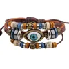 Turkije Lucky Evil Eye Bead Armband Nieuwe Stijl Bedel Gevlochten Hith Kwaliteit Lether Drie Lagen Armbanden LB007