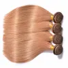 Brésilien Soyeux Droit # 27 Brun Clair Trames de Cheveux Humains Miel Blonde Bundles Offres 4Pcs Lot Brésilien Vierge Cheveux Humains Tisse Extensions