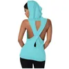 女性のパーカースウェットシャツ卸売 - フード付きポケットオープンバッククロスフリースタンクトップ2021ファッションレディースリーブレススウェットシャツシャツブラウス